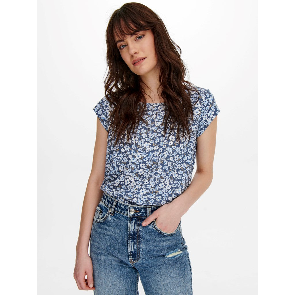 ONLY Shirt 'Vic AOP' in Blau mit Allover Blumenprint – Stylaholic The Shop